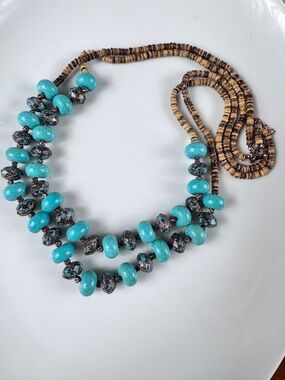 Vintage Turquoise Blue Double-Strand Bead Necklace